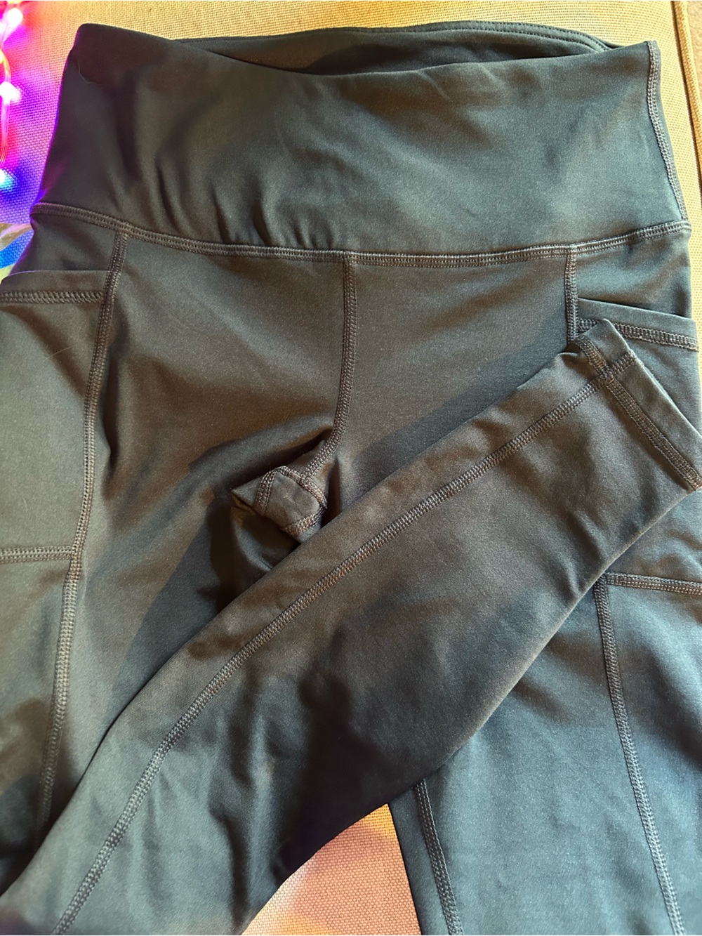 90 Degree By Reflex Womens Black High-Waist Leggings with Side Pockets
